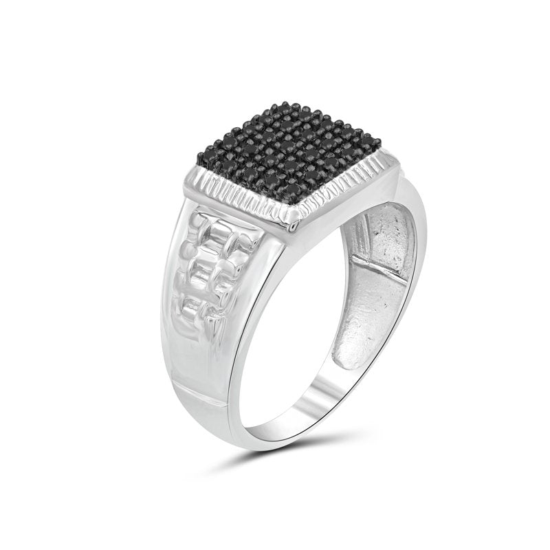 Men's Hypoallergenic Sterling Silver Black Diamond Ring - Statement Jewelry