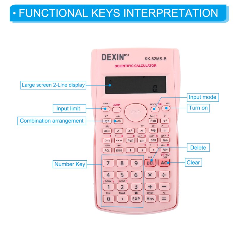 Scientific Calculator 2 Line 12 Digit Engineering Math Calculator Pink