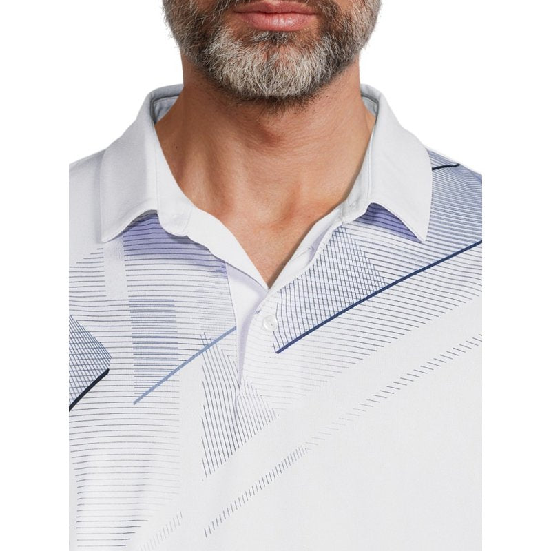 Ben Hogan Men’s & Big Men’s Diagonal Stripe Golf Polo Shirt – Bright White, L