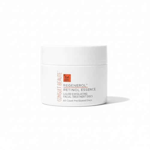 Consult Beaute - Regenerol - Retinol Exfoliating Facial Treatment Discs - Micro Exfoliation for Face - Smoother Skin - 60 Disposable Wipes