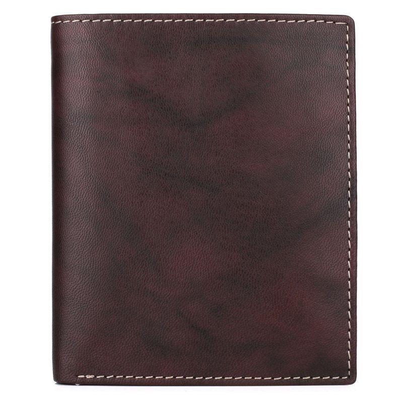 Men's Leather Credit Card Wallet Folio with ID Window - Brown & Black Options