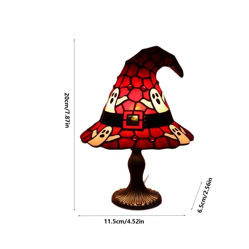 Halloween Witch Hat Lamp with Ghost - Table Desk Night Light Decor for Home & Party