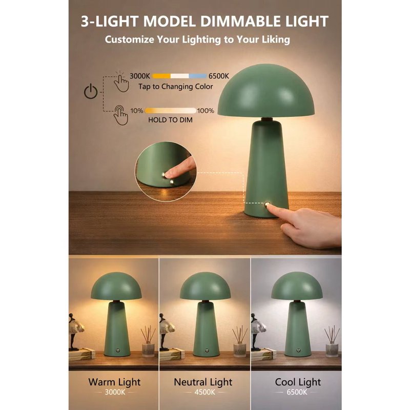 Rechargeable LED Portable Table Lamp with Dimmable Touch Sensor - Modern Indoor Lighting