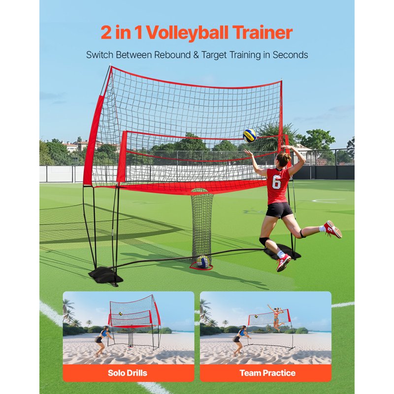 Volleyball Training Net System with Adjustable Height & Ball Return - Indoor & Outdoor Practice Equipment