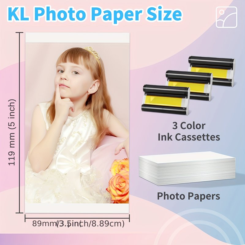 Canon Selphy Photo Paper & Ink Set 4x6 Inch Glossy Compatible KP-108IN