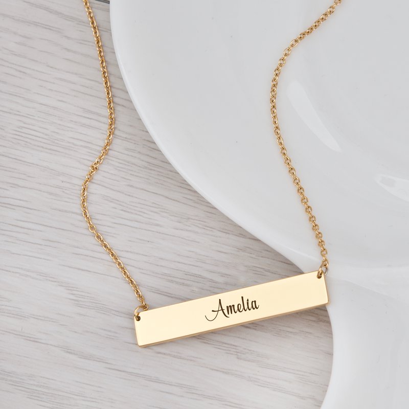 Personalized Stainless Steel Name Necklace Engraved Gift for Mom Her - Custom Birthday Christmas Anniversary Jewelry