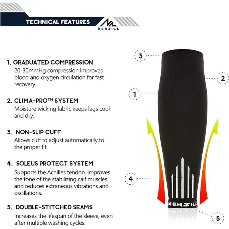 Graduated Compression Calf Sleeves 20-30mmHg for Men & Women - Support & Recovery