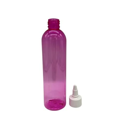 Natural Farms 8 oz Pink Cosmo Plastic Bottles -12 Pack Empty Bottle Refillable - BPA Free - Essential Oils - Aromatherapy | White Twist Top Caps - Made in the USA