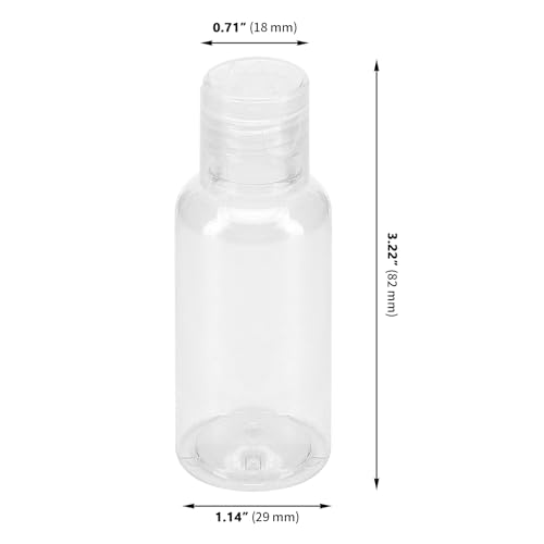 120 PCS 1oz/30ml Clear Empty Travel Bottles, Round Empty Bottles with Flip Cap, Plastic Sample Bottle Container for Shampoo Lotions Shower Gel Makeup
