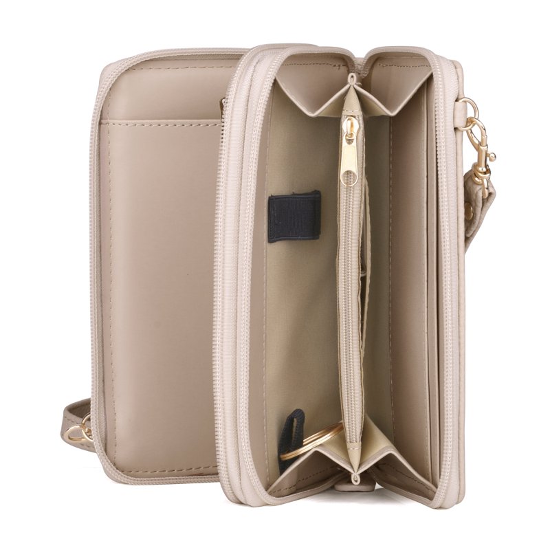 Vegan Leather RFID Double Zip Organizer for Women with Multiple Card Slots