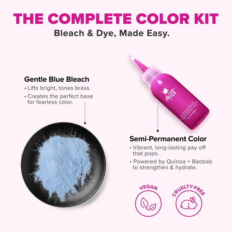 Semi-Permanent Hair Color Kit with Bleach - Multiple Shades
