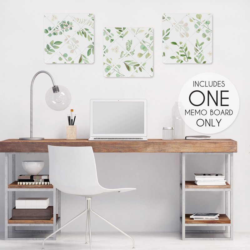 Green and White Fabric Memo Board with Button & Ribbon Border - 13x13 Inches