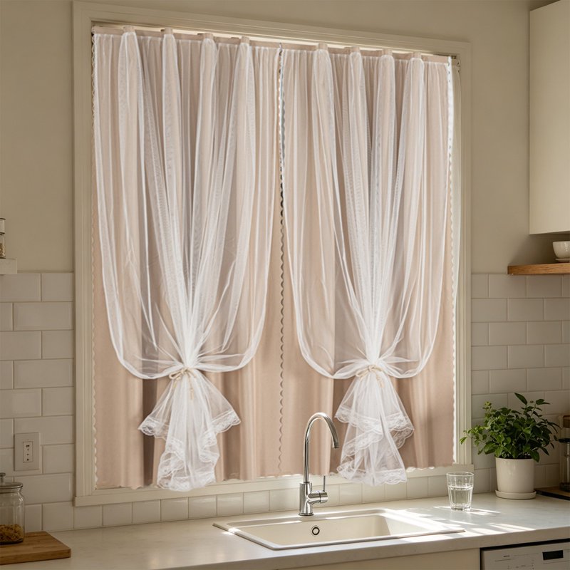 Double Layer Blackout Curtains Set of 2 - Room Darkening Thermal Insulated Grommet Top, 47x54 Inches, Beige