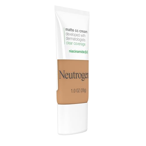 Neutrogena Clear Coverage Flawless Matte CC Cream, Full-Coverage Color Correcting Cream Face Makeup with Niacinamide (b3), Hypoallergenic, Oil Free &-Fragrance Free, Butterscotch, 1 oz (Pack of 2)