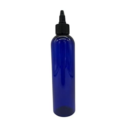 Natural Farms 8 oz Blue Cosmo Plastic Bottles -12 Pack Empty Bottle Refillable - BPA Free - Essential Oils - Aromatherapy | Black Twist Top Cap - Made in the USA