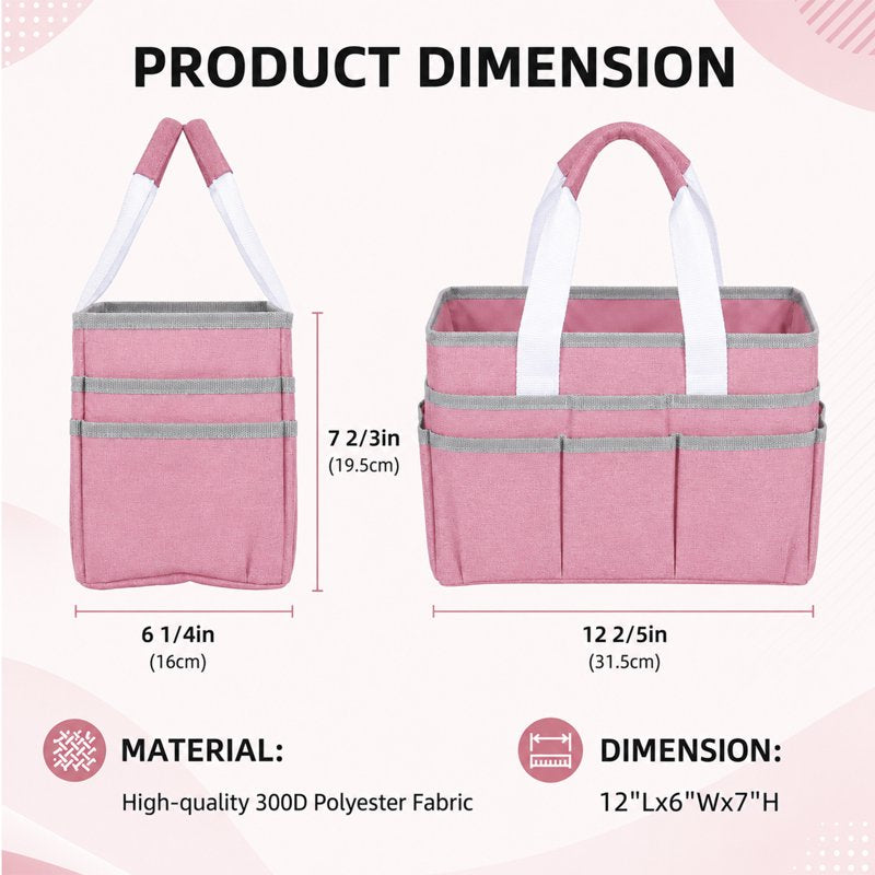 Portable Craft Organizer Tote Bag with Multiple Pockets for Art Supplies