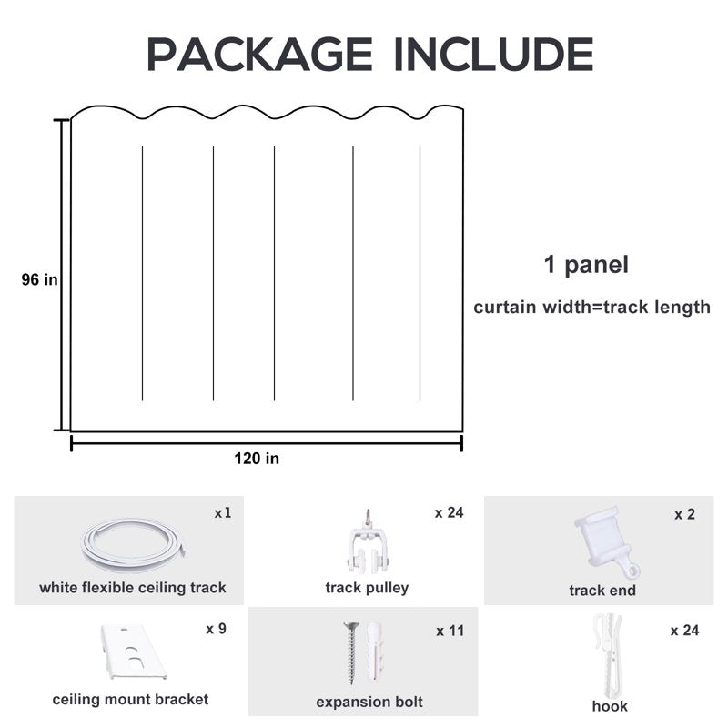 Room Divider Curtains with Ceiling Track Set - Blackout, Privacy, Flexible Mounting