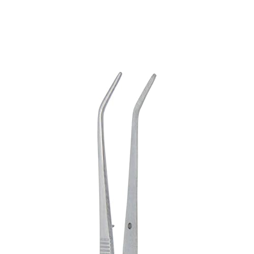 Stainless Steel Tweezers, with Curved Serrated Tip Multipurpose Tweezers Sewing Machine Tweezers Forceps for Craft Repairing (3)