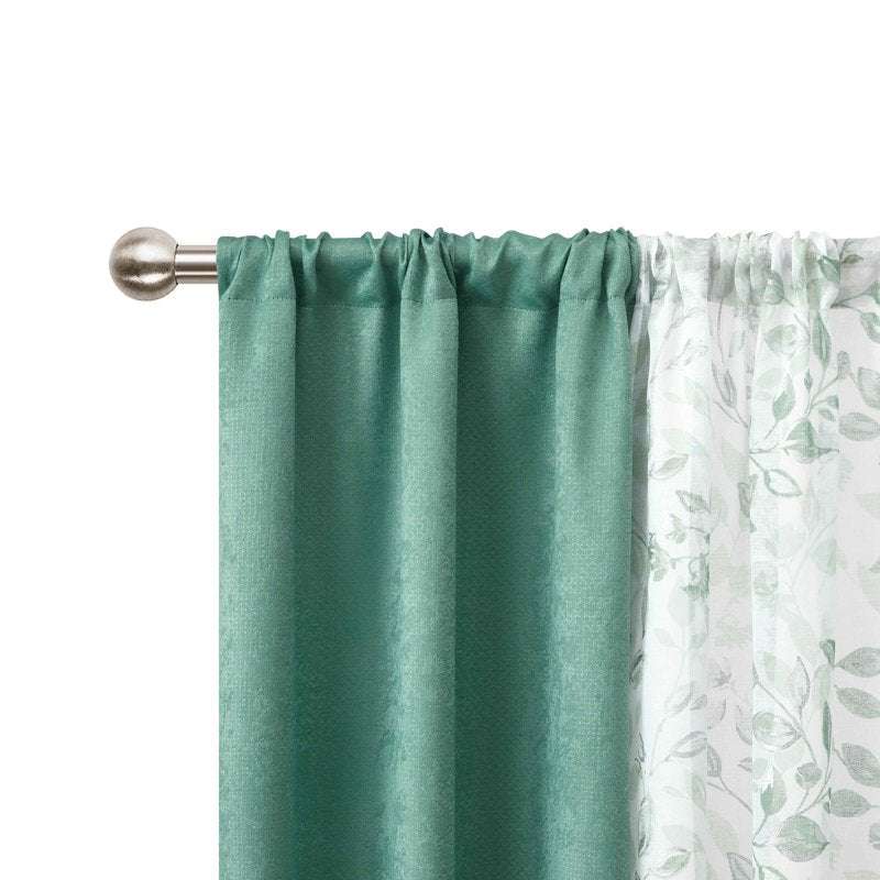 Blackout Curtain Panel Set - Metallic Finish, 27.5 x 63 Inches, Green