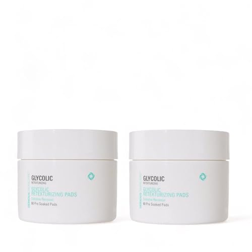 Serious Skincare Glycolic Acid Resurfacing Treatment Pads for Face, Exfoliating Skin Perfecting Pre-Soaked Disc, Reduces Appearance of Fine Lines and Wrinkles, Vitamin E, Aloe, (2Pack/60 Pads Each)