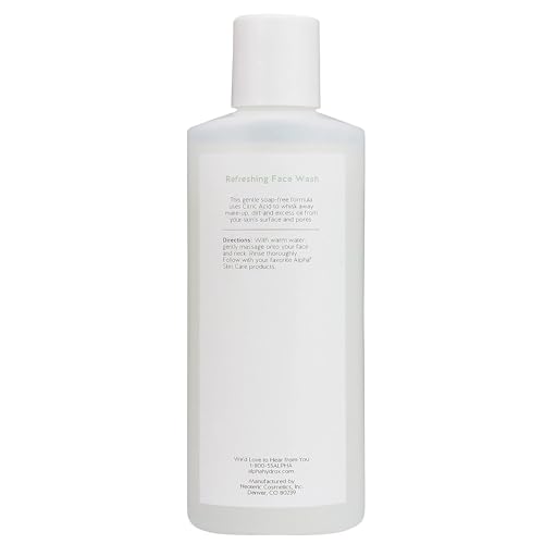 Alpha Skin Care Refreshing Face Wash, Gentle Soap-Free Formula, Citric AHA, Cleanses, Purifies, Tones & Restores pH, All Skin Types, Removes Make-Up & Oil, Anti-Aging Ingredients, 6 Oz, Pack of 3
