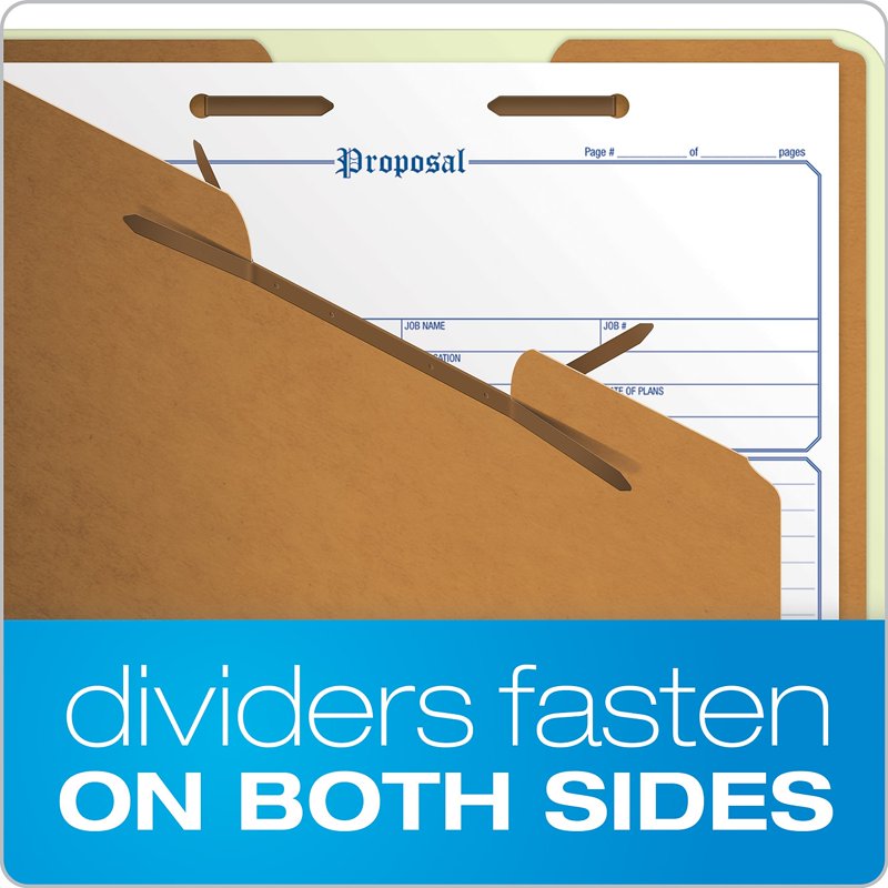 Legal Size Light Green Classification Folder with 2 Dividers & Expanding Spine