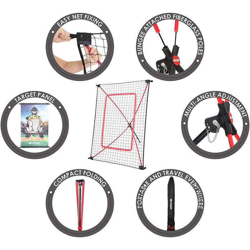 Junior Baseball Softball Pitching Trainer Combo Rebound Net & Target Panel