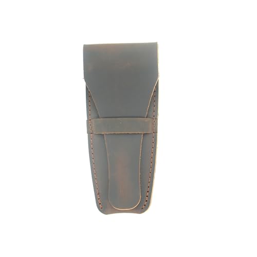 JJNUSA Old Fashioned Sleeve Travel Pouch Leather Safety Razor Case, Double Edge Razor 4.5", Shaving Accessories, Personal Care Essentials, Men's Shaving Razor (Dark Brown)