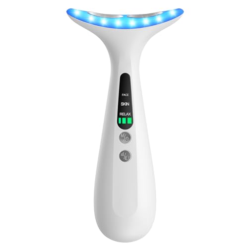 Facial and Neck Massager for Face, Neck - Skin Lifting & Firming - Wrinkle & Dark Circle Reducer - at Home Skin Care Face Sculpting Tool and Neck Massager-Milky White