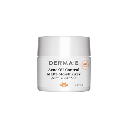 DERMA E Acne Oil Control Face Moisturizer, 2 Oz, Matte Moisturizer with Salicylic Acid, Tea Tree Oil & Aloe Vera, Face Cream Rebalances Sebum Production & Prevents Blemishes, Redness & Breakouts 2 Oz