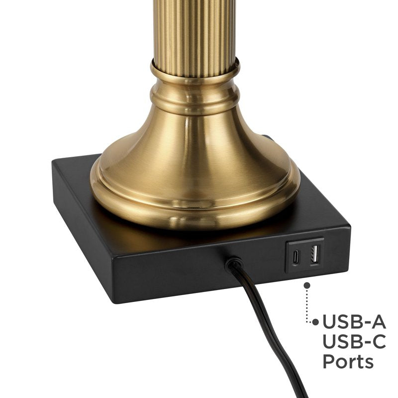 Traditional Table Lamps Set of 2 with USB Charging Ports - Gold & Black