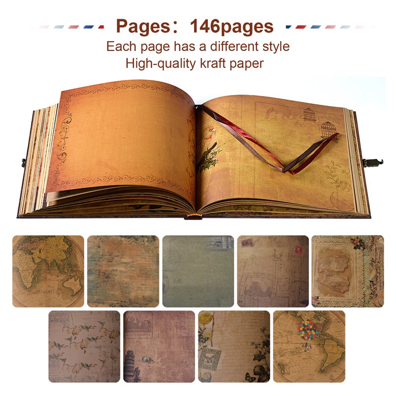 Wedding Scrapbook Album 8 Inch 146 Pages Travel Memory Book Gift with Stickers