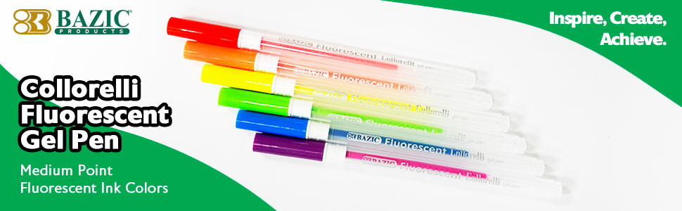 Fluorescent Gel Pens Set - 12 Colors, 0.8mm Medium Point for Writing & Art
