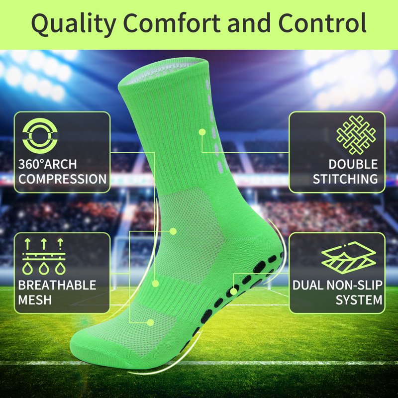 Men's Non Slip Grip Socks for Sports Gym Yoga and Dance - 10 Pairs, Size 9-11