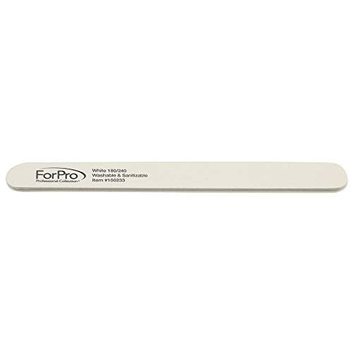ForPro White Foam Board, 180/240 Grit, Mylar Manicure and Pedicure Nail File, 7¡± L x .75¡± W, 50-Count