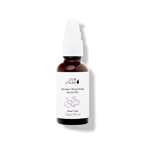 100% PURE Intensive Nourish Facial Oil Hydrating Face & Body Moisturizer Natural Illuminating Dry Skincare for Women & Men - Vegan - 1oz