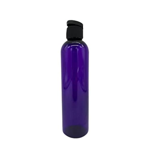 Natural Farms 8 oz Purple Cosmo Plastic Bottles -12 Pack Empty Bottle Refillable - BPA Free - Essential Oils - Aromatherapy | Black Flip Top Snap Cap - Made in the USA