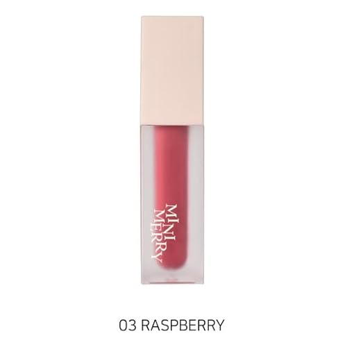 MINIMERRY Velvet Blending Tint - Korean Matte Liquid Lipstick, Blur & Fudge Finish, Weightless Longwear Lip Stain for Soft Gradient Look, 5 g / 0.17 oz., (03 RASPBERRY)