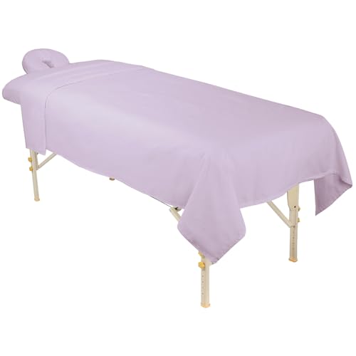 ForPro Premium Flannel 3-Piece Massage Sheet Set, English Rose, for Massage Tables, Includes Flat Sheet, Fitted Sheet and Fitted Face Rest Cover
