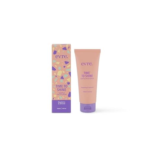 Evre Time To Shine Raspberry & Almond Teen Face Scrub, Gently Exfoliates & Smooths, Natural, Cruelty-Free & Palm-Free, Great for Sensitive Skin, 3.4 Fl Oz