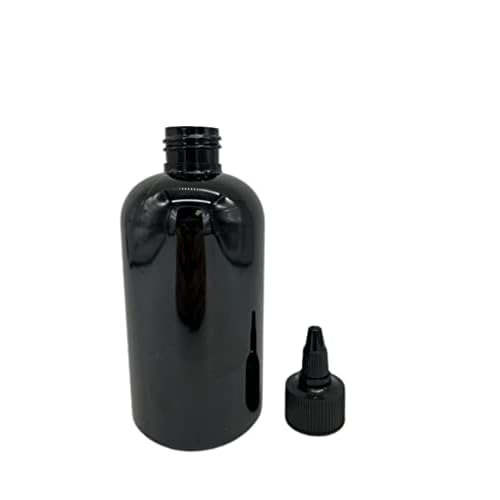 Natural Farms 8 oz Black Boston Plastic Bottles -12 Pack Empty Bottle Refillable - BPA Free - Essential Oils - Aromatherapy | Black Twist Top Cap - Made in the USA