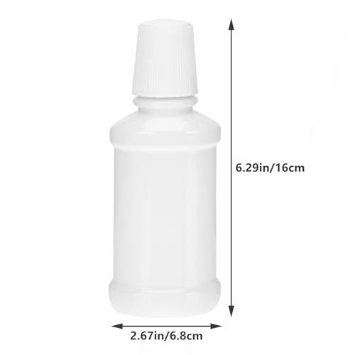 NOLITOY 6Pcs Portable 200ml/6.8oz Plastic Flat Mouthwash Bottles with Measurement Marks, Refillable Oral Cleaner Containers for Travel