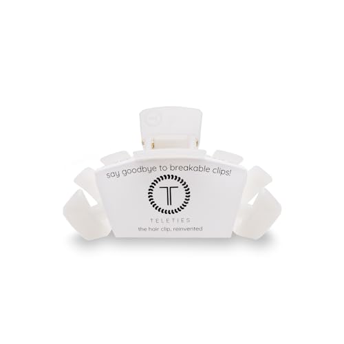 TELETIES - Small Hair Clip - Hair Claw Clips for Women - Strong Grip, Bendable Teeth, Comfortable Curved Design - Ideal for Thin or Short Hair - For All Hair Textures - Coconut White