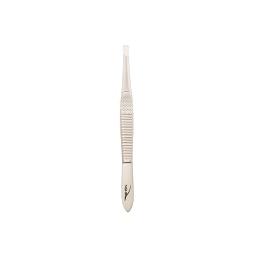 NGHIA Straight Tip Tweezer - N-408 | Gold Plated Stainless Steel | Ergonomic Eyebrow Tweezer for Precision Grooming | Hair Removal | Professional Quality for Salon and Home Use