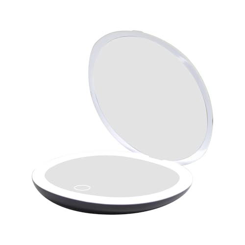 Impressions Vanity Jack Skellington Glow in The Dark LED Compact Mirror with Lights, Adjustable Brightness, Lighted Makeup Mirror with Jack Skellington Glow, Touch Sensor, Travel Friendly