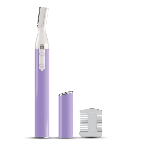 Bella Ciao Eyebrow and Bikini Trimmer for Women, Gentle Electric Facial Hair Removal Device, Battery Operated Precision Hair Trimmer with Dual-Sided Trimming Guide, Protective Cap