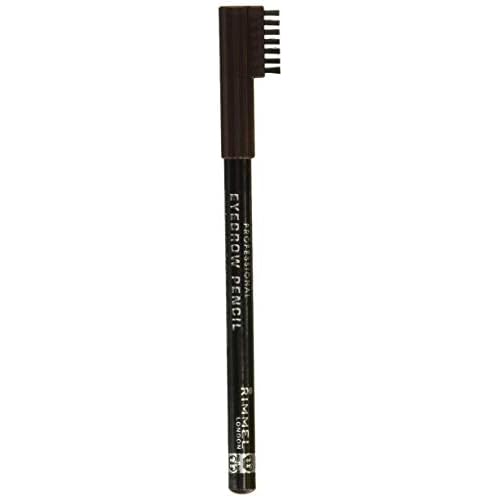 Rimmel London Brow This Way Professional Eyebrow Pencil, Long-Wearing, Highly-Pigmented, Built-In Brush, 001, Dark Brown, 0.05oz