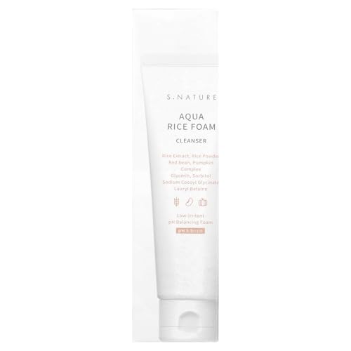 S.NATURE AQUA RICE FOAM CLEANSER | Facial Cleanser, Rice Extract Rice Powder Cleanser with Mild Cleansing, Glycerin,Vegan, Face Wash, Korean Skincare¤Ó 80ml 2.7 Fl Oz