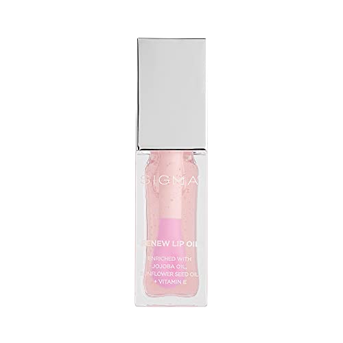 Sigma Beauty Renew Lip Oil ? Tinted Lip Oil with Luxurious High-Shine Color and Long Lasting Hydration for Soft, Supple Lips, Non Sticky Lips Oil with Nourishing Antioxidants (Hush, Clear Pink Sheen)