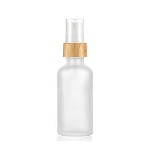 6 Pack,50ml/1.7 oz Frosted Glass Fine Mist Atomiser,Empty Thick Glass Perfume Atomizer Spray Pump Bottle with Bamboo Cap Travel Refillable Vial for Liquid Fragrance Cosmetic Container